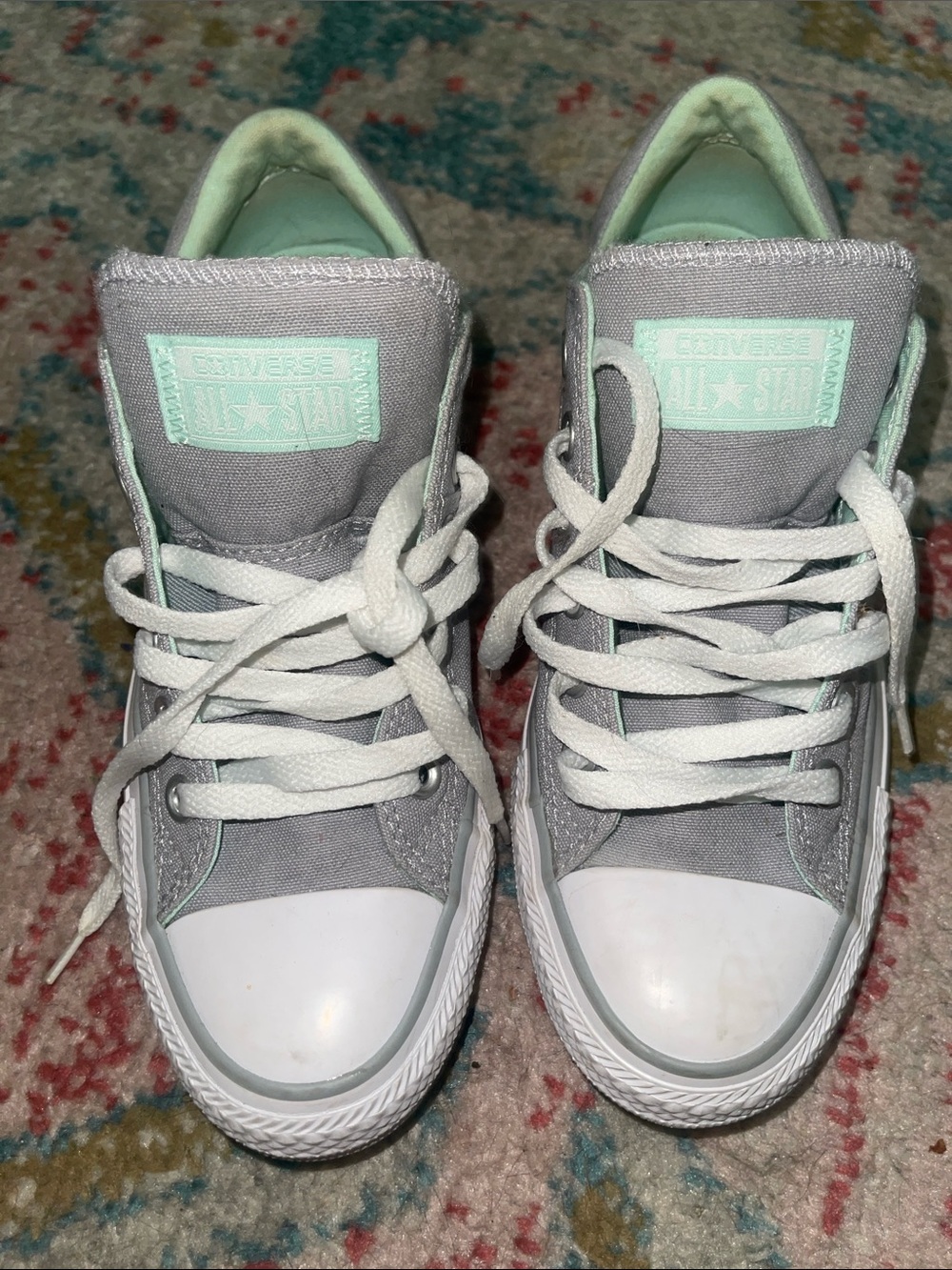 Converse Women’s Gray & Mint Low Top Sneakers